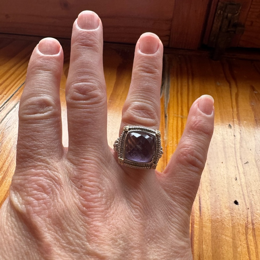 Sterling Silver and 18k Gold Purple Amethyst Statement Ring